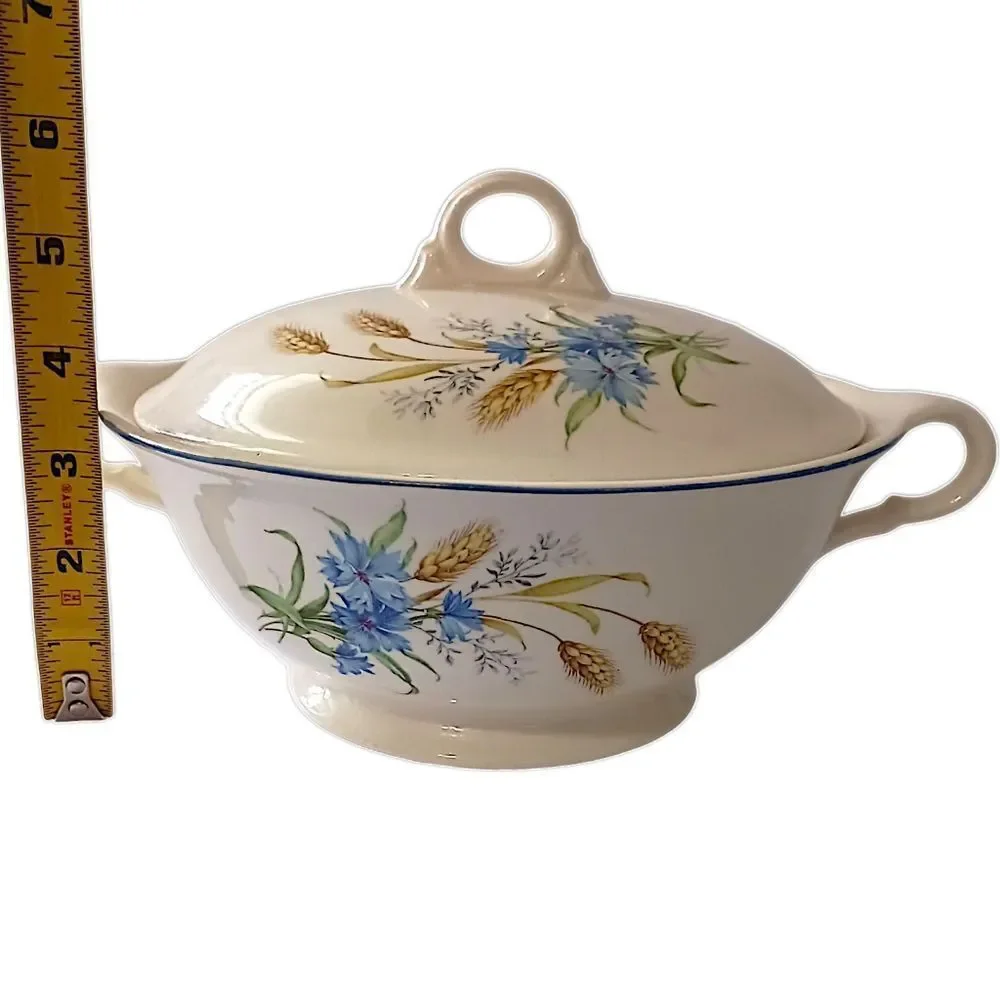 Candle Light American Limoges Covered‎ Vegetable Dish Bowl Golden Wheat Vintage